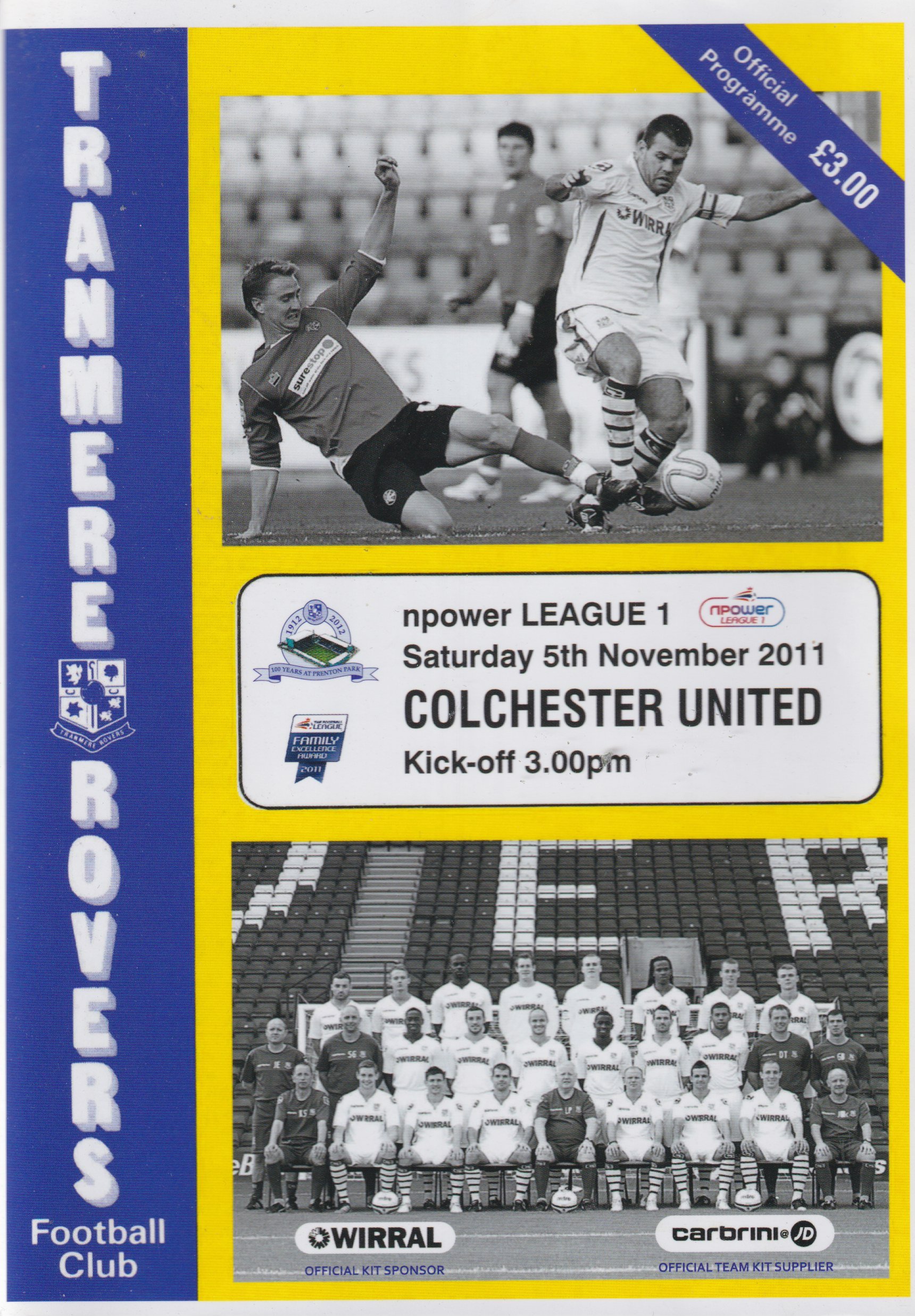 Tranmere Rovers v Colchester United match programme